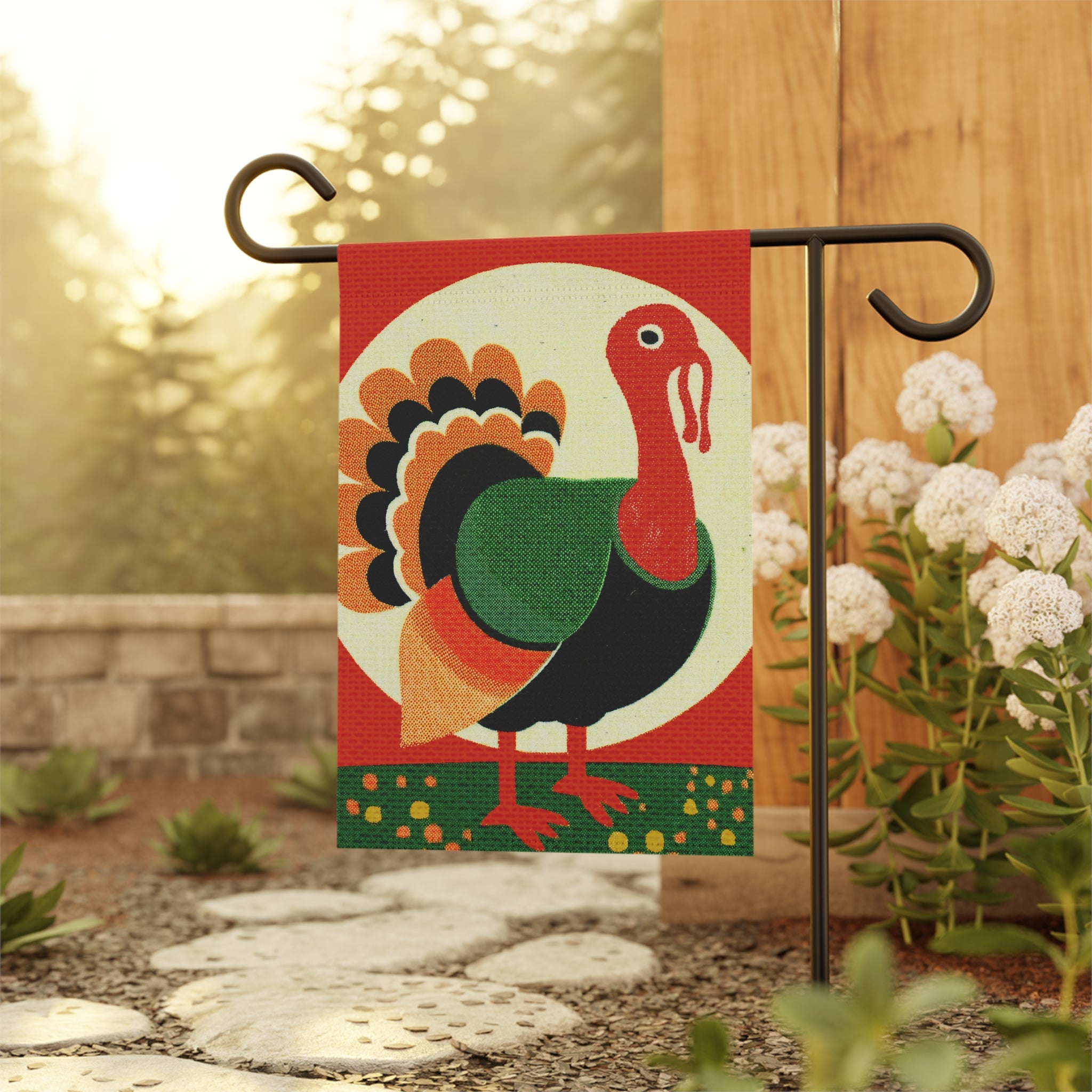 Thanksgiving Seasonal Midwest Mod Turkey Whimsical Yard Decoration, Unique Home & Garden Decor, House Flag, Garden Banner