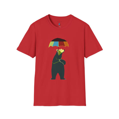 Modern Bear with Umbrella  - 100% Cotton T-Shirt