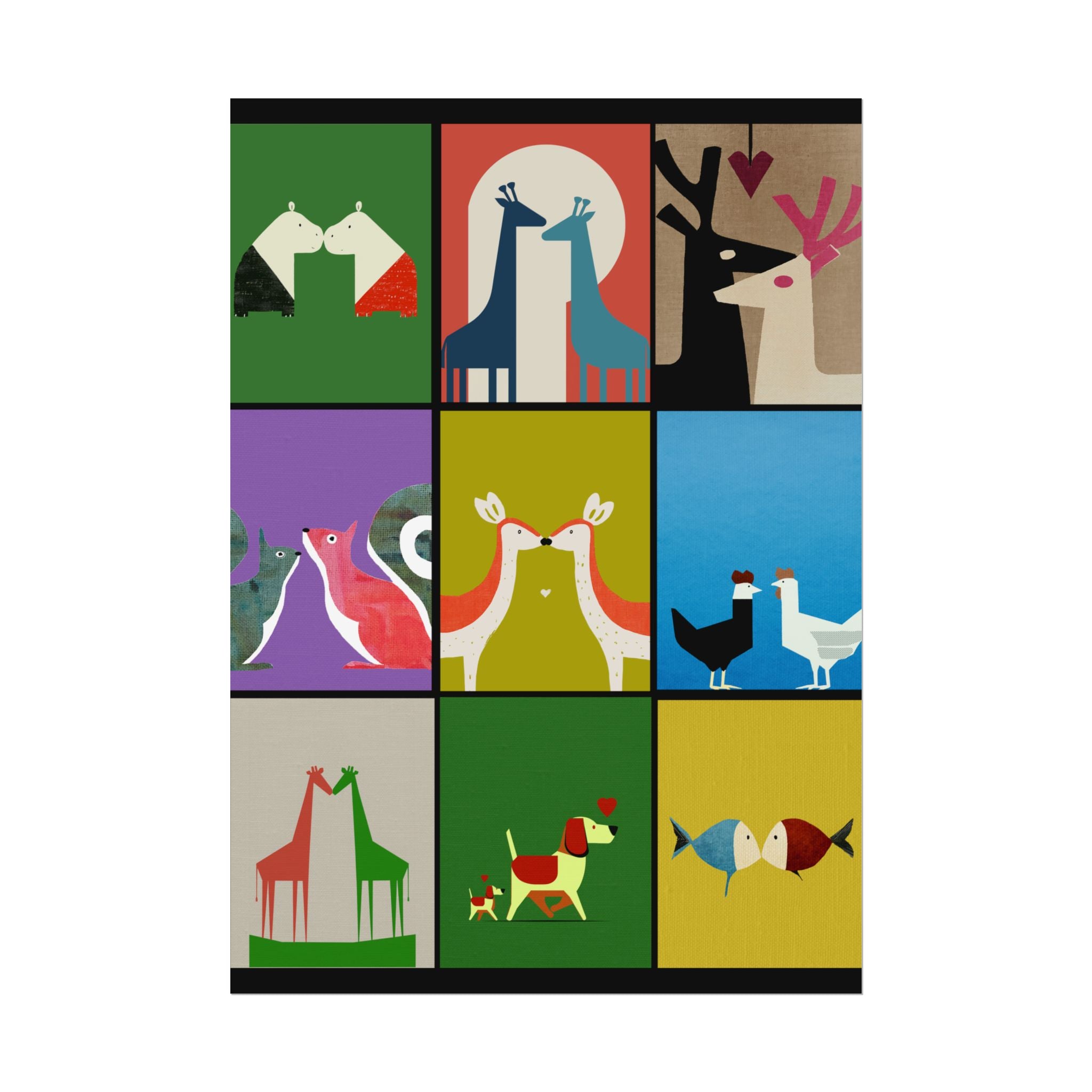 Midwest Modern Animal Love, Rolled Poster -  animals, nature, love, valentines, colorful, mod