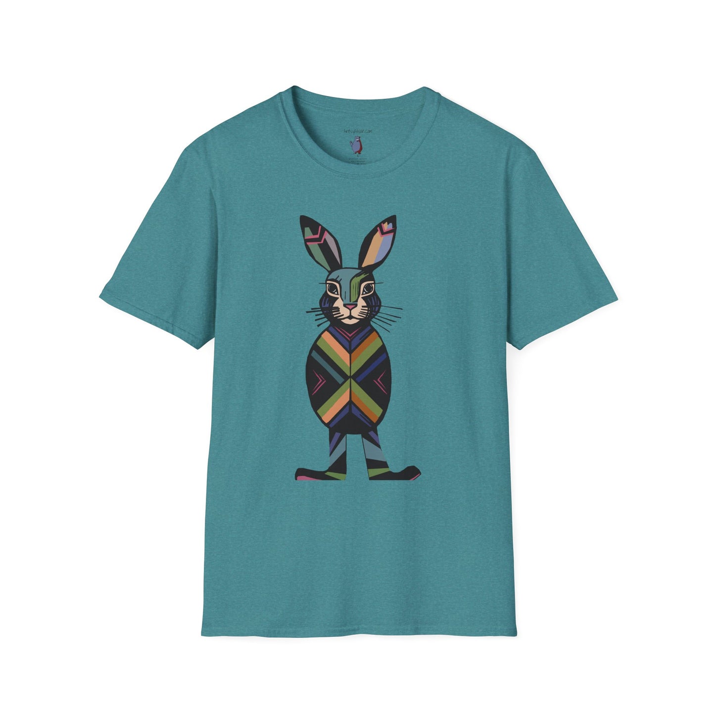 Striped Standing Bunny Rabbit - 100% Cotton T-Shirt