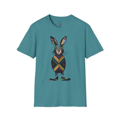 Striped Standing Bunny Rabbit - 100% Cotton T-Shirt