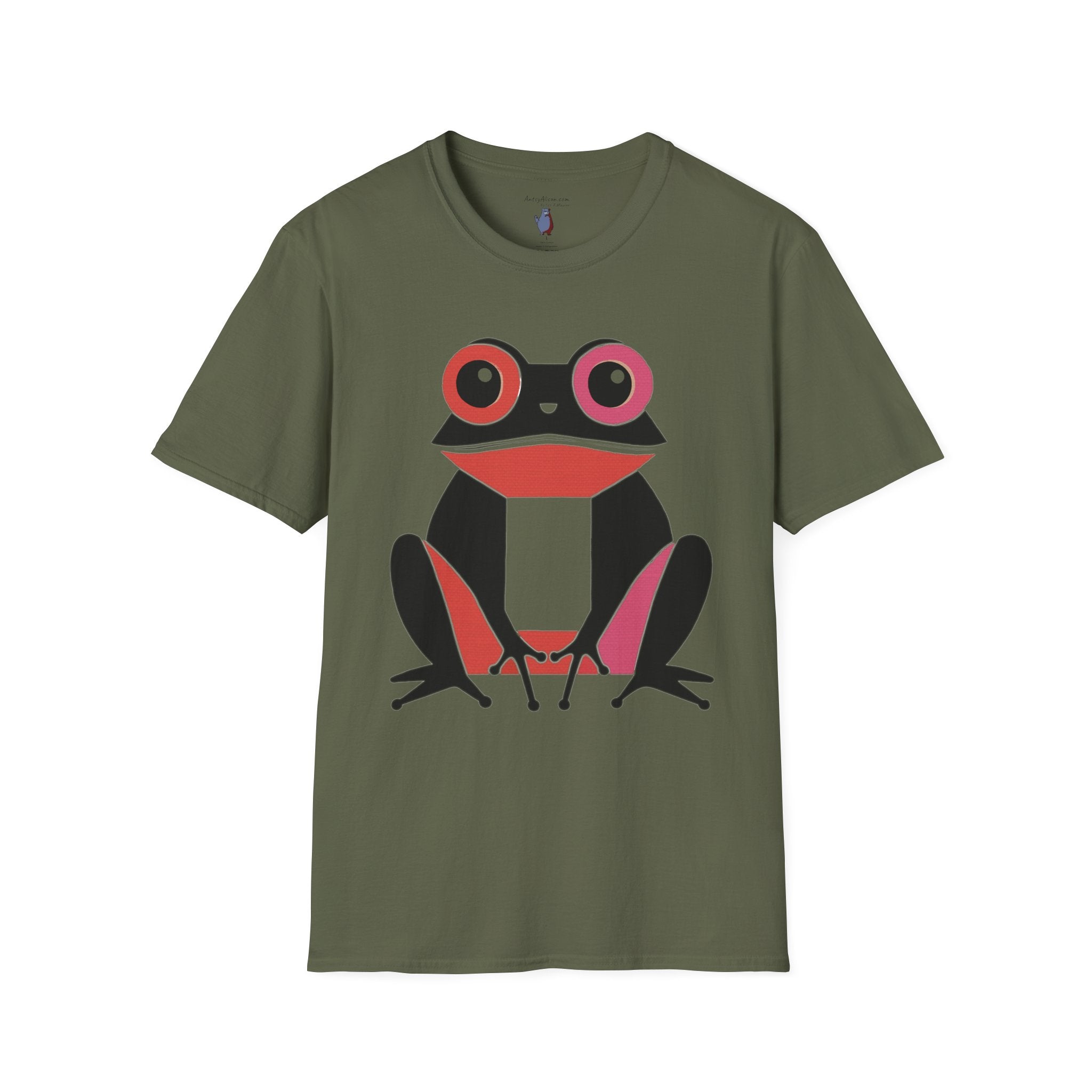 Midwest Modern Pop Iconic Blank and Pink Frog - 100% Cotton Graphic Tee - animal lovers, frogs, amphibians, black, pink