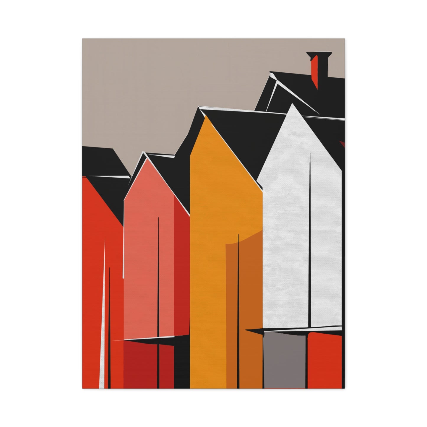 Mid Century Modern Inspired Houses Homes Art Print Canvas Gallery Wrap