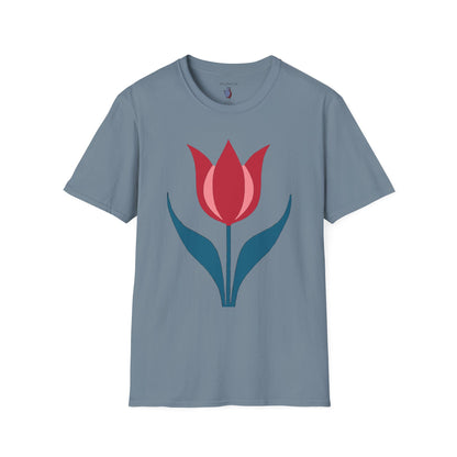 One Bold Tulip Graphic Art Tee - 100% Cotton T-Shirt