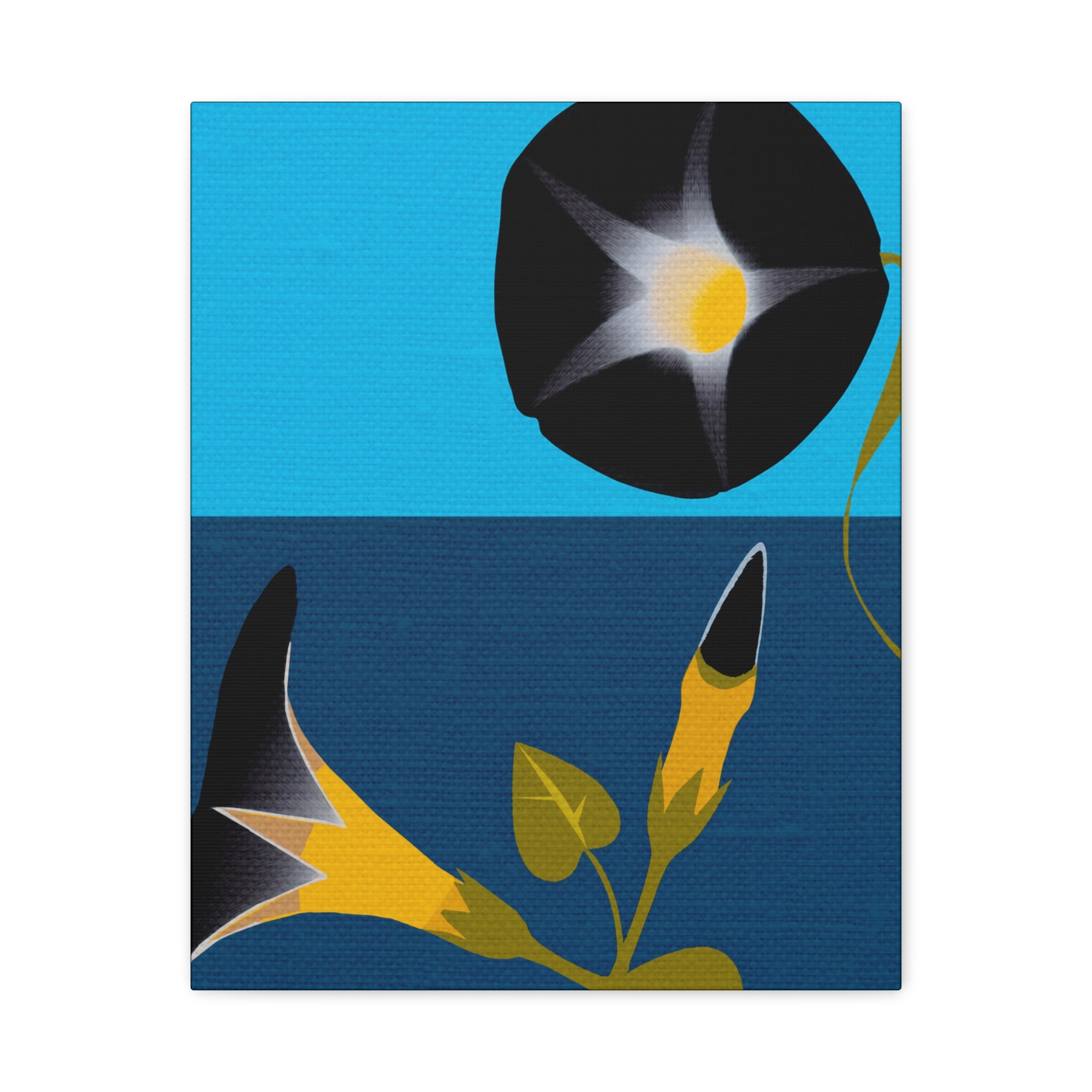 Midwest Modern Abstract Morning Glory Floral Plant Print - Matte Canvas, Stretched, 1.25"