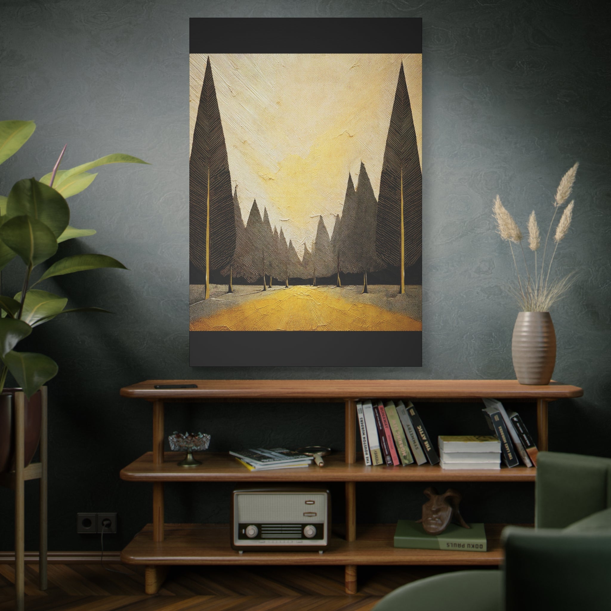 Moody Modern Golden Landscape - Matte Canvas, Stretched, 1.25"