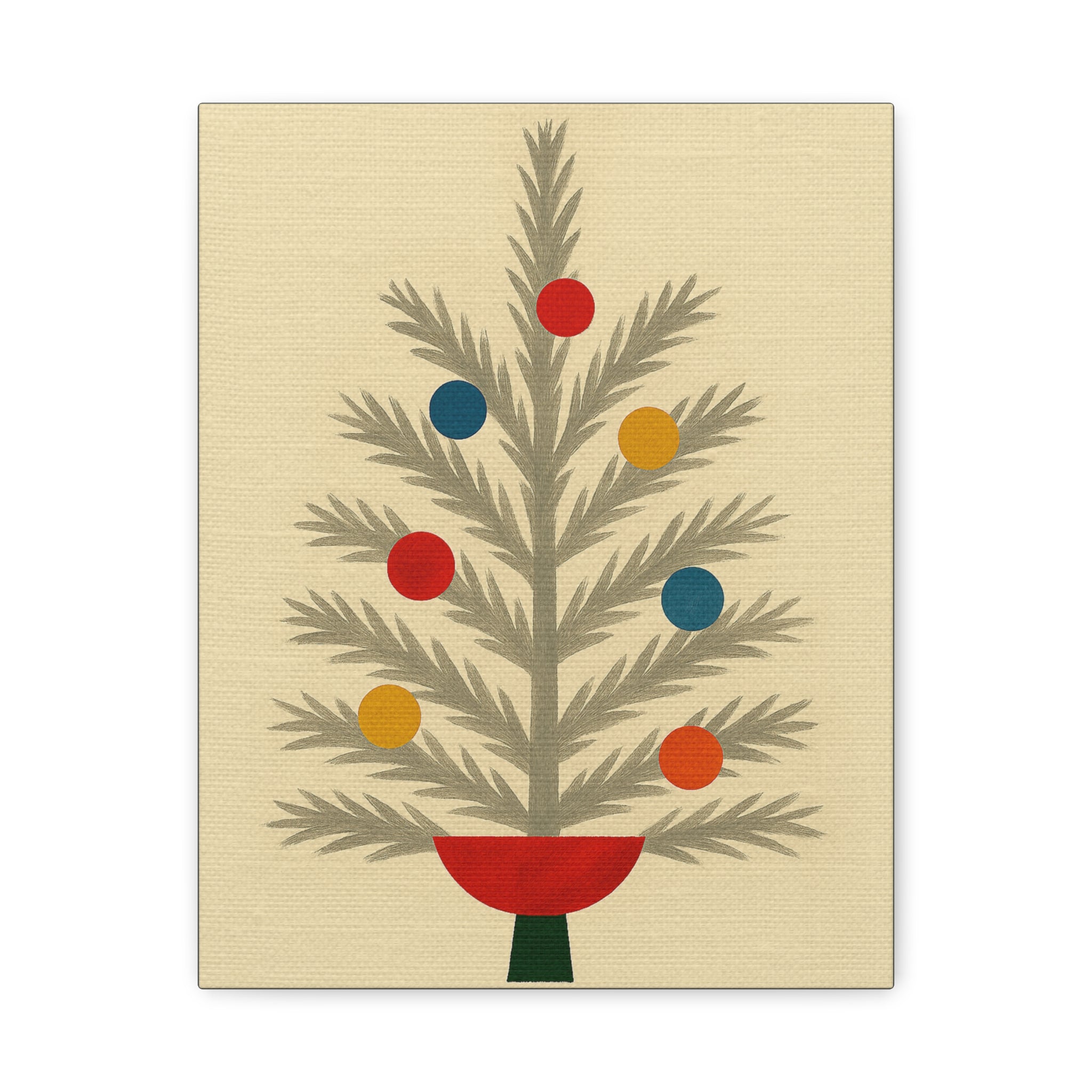 Midwest Mod Seasonal Christmas Art Print - Retro Aluminum Christmas Tree - Matte Canvas, Stretched, 1.25"