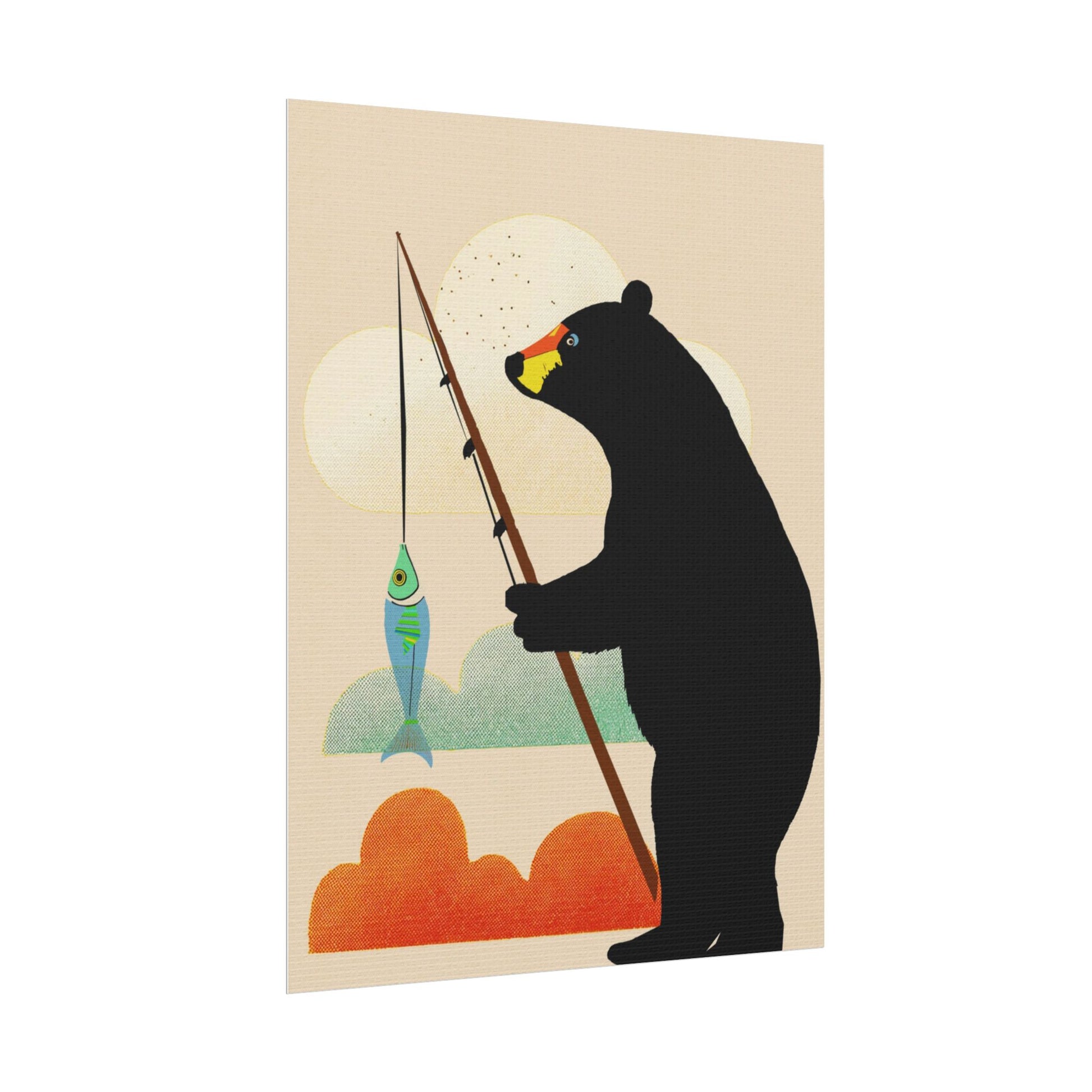 Fishing Bear with Catch Art Print Rolled Poster | Fishing, Bears