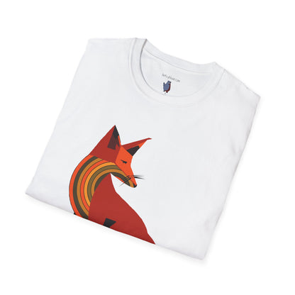 Sassy Striped Fox Graphic Art Tee - 100% Cotton T-Shirt