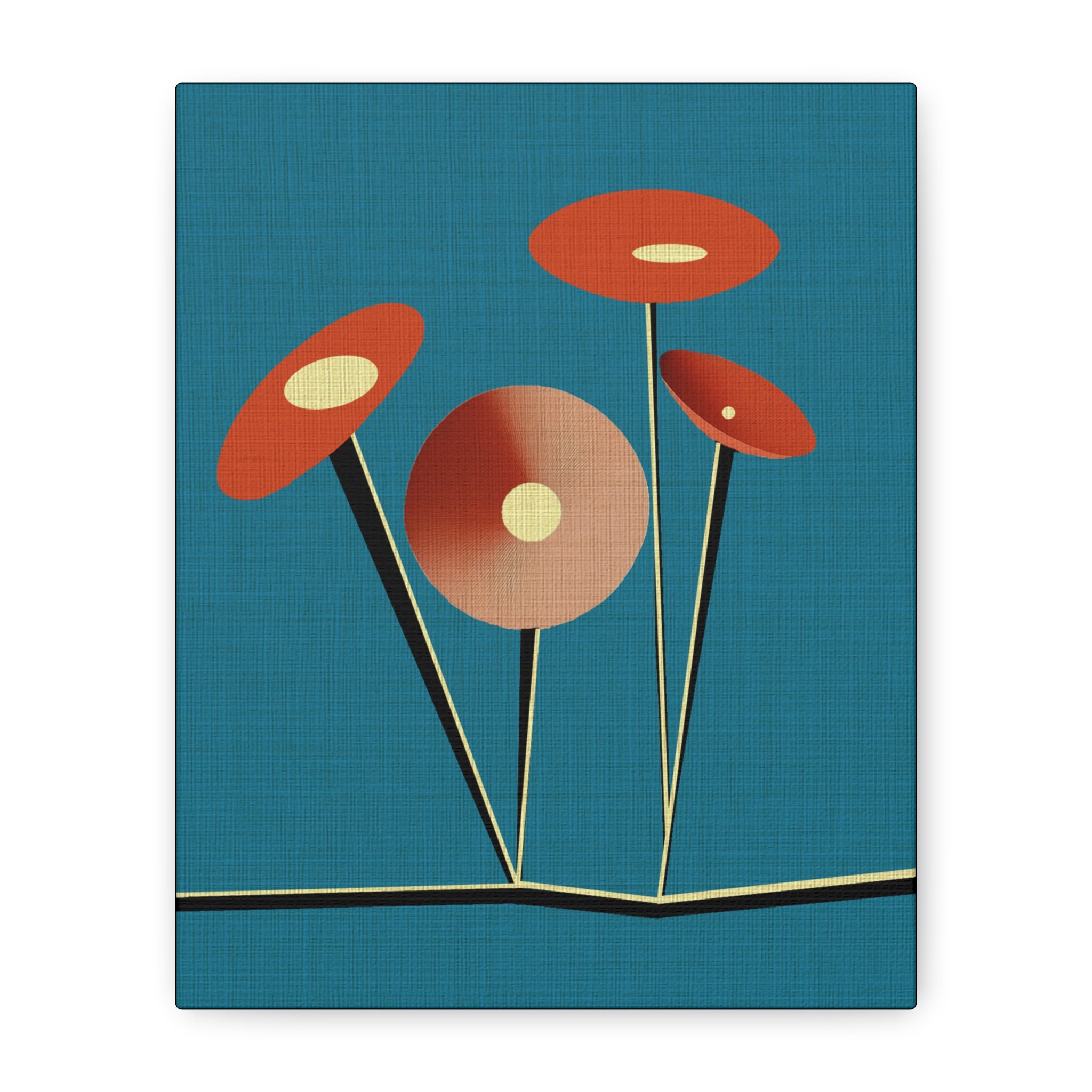 Midwest Modern Saucer Flowers in B - Matte Canvas, Stretched, 1.25"
