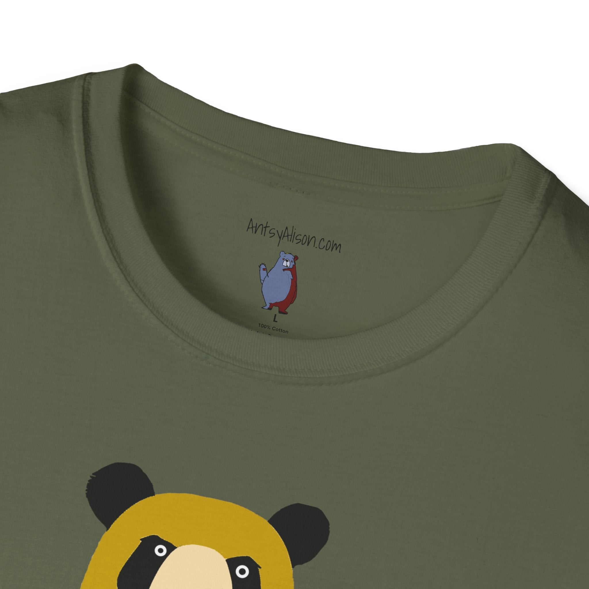 Yellow and Black Bear Number 5 Graphic Art - 100% Cotton T-Shirt