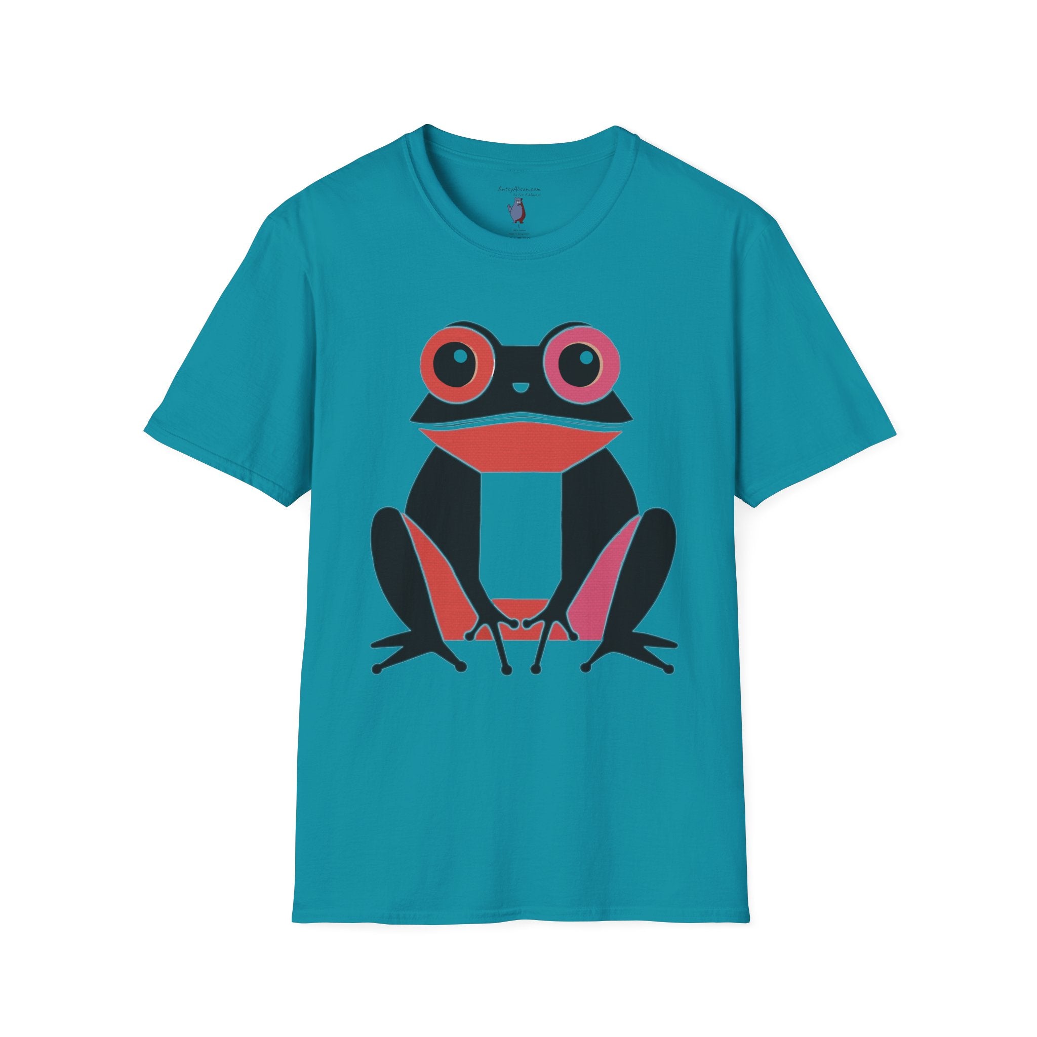 Midwest Modern Pop Iconic Blank and Pink Frog - 100% Cotton Graphic Tee - animal lovers, frogs, amphibians, black, pink