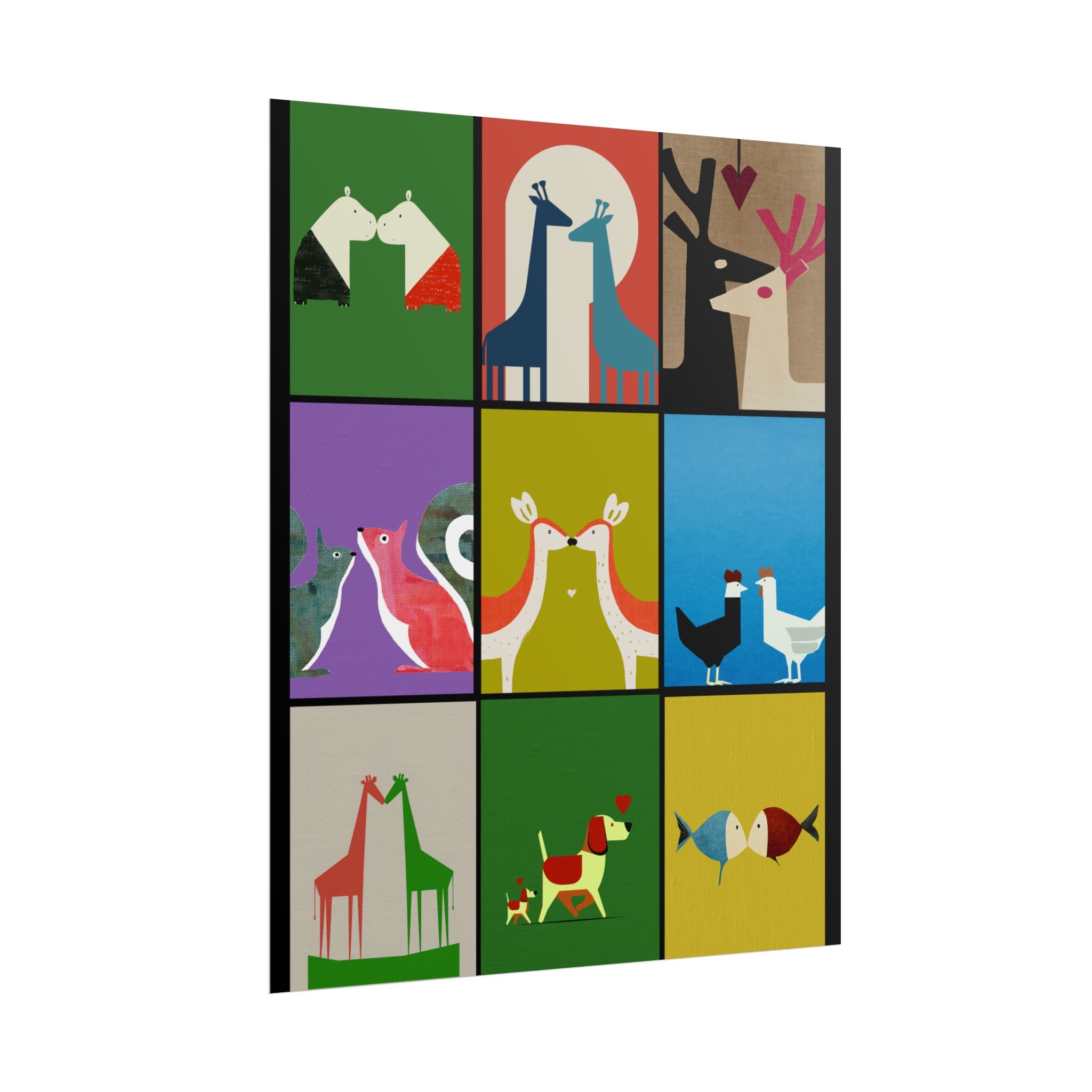 Midwest Modern Animal Love, Rolled Poster -  animals, nature, love, valentines, colorful, mod