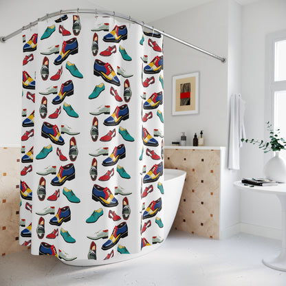 Retro Mod Mens Shoes Graphic Shower Curtain