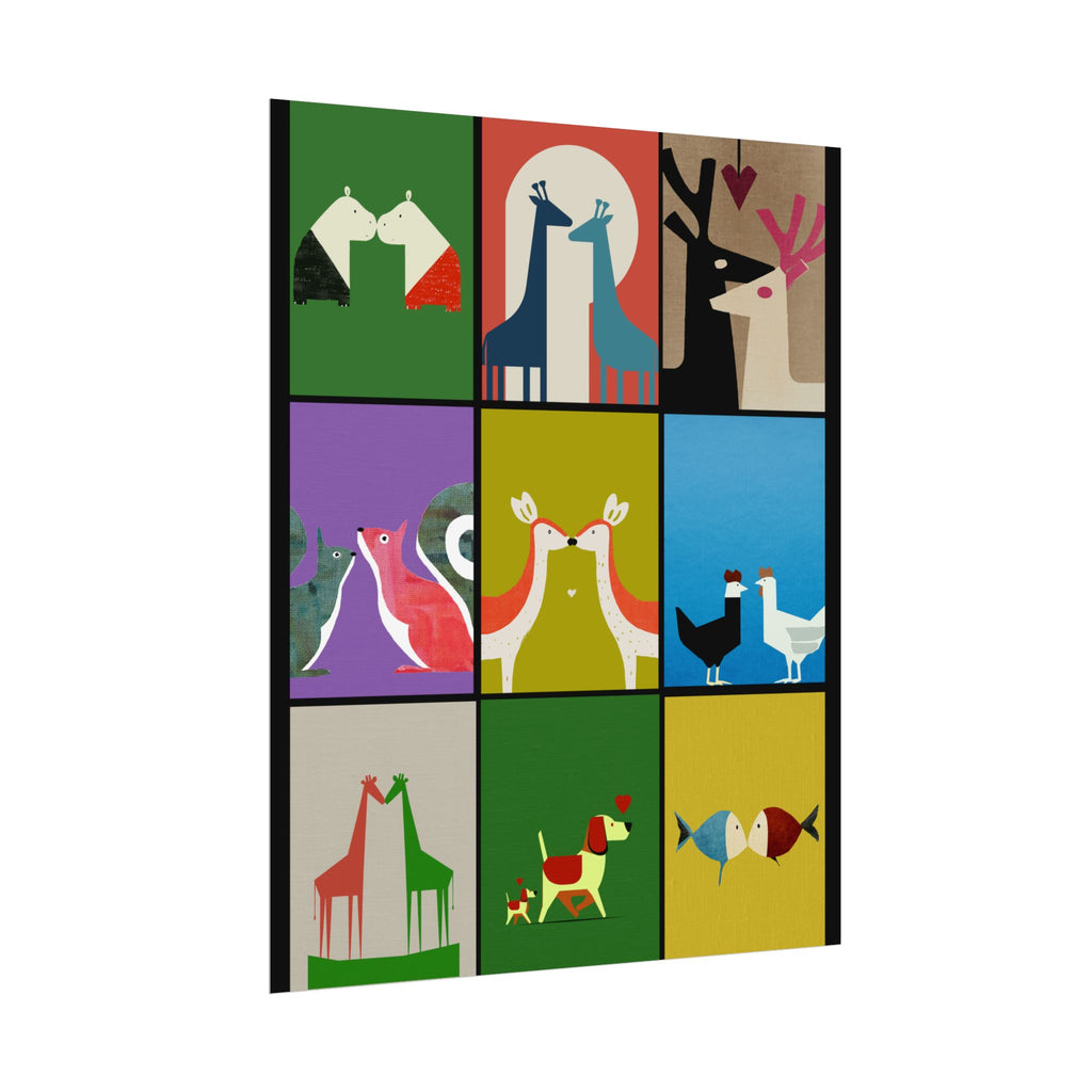 Midwest Modern Animal Love, Rolled Poster -  animals, nature, love, valentines, colorful, mod