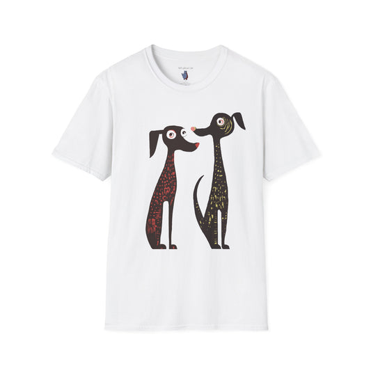 Retro Dog Duo Graphic Art - 100% Cotton T-Shirt