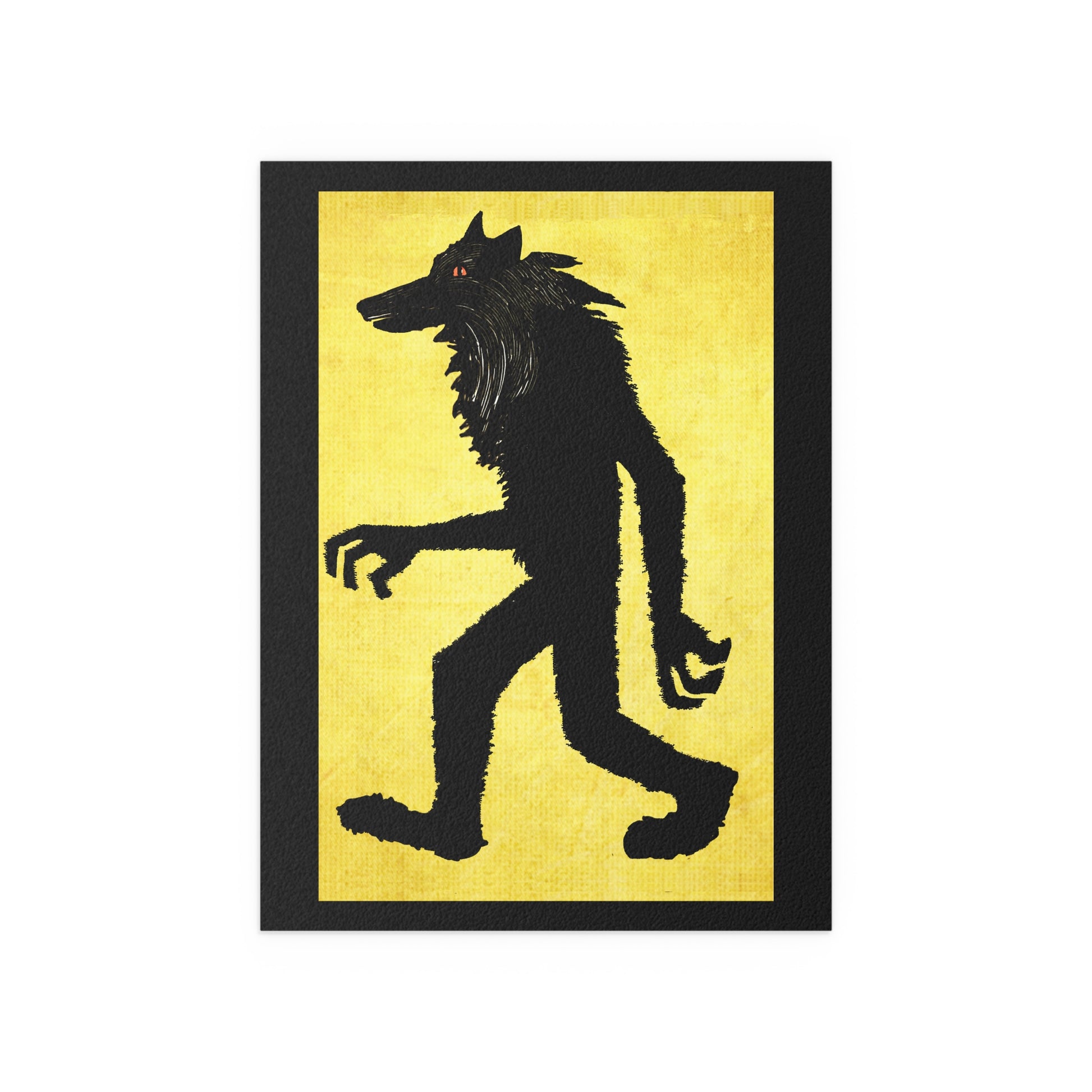 Midwest Mod Wolfman Werewolf in Yellow Seasonal Silk Poster, Indoor and Outdoor Decor, Unique Home Decor, Seasonal Decor, Halloween