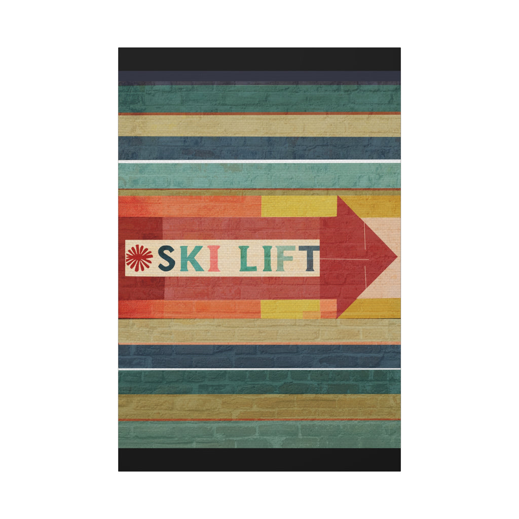 Midwest Mod Seasonal Winter Art Print Ski Lift Sign - Matte Canvas, Stretched, 1.25"