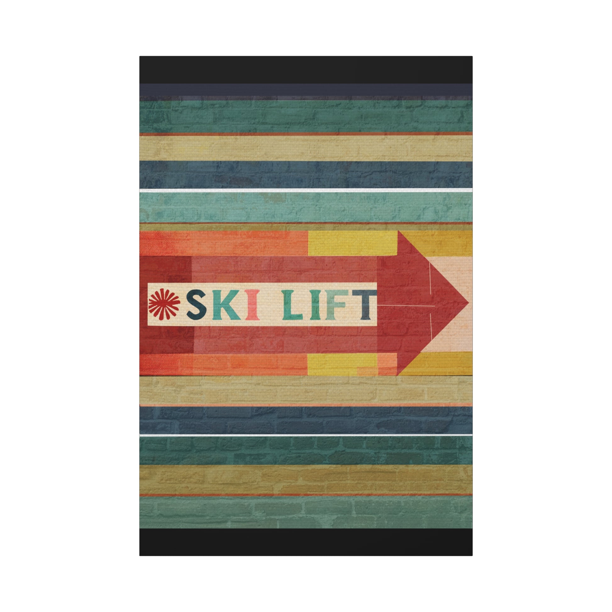 Midwest Mod Seasonal Winter Art Print Ski Lift Sign - Matte Canvas, Stretched, 1.25"