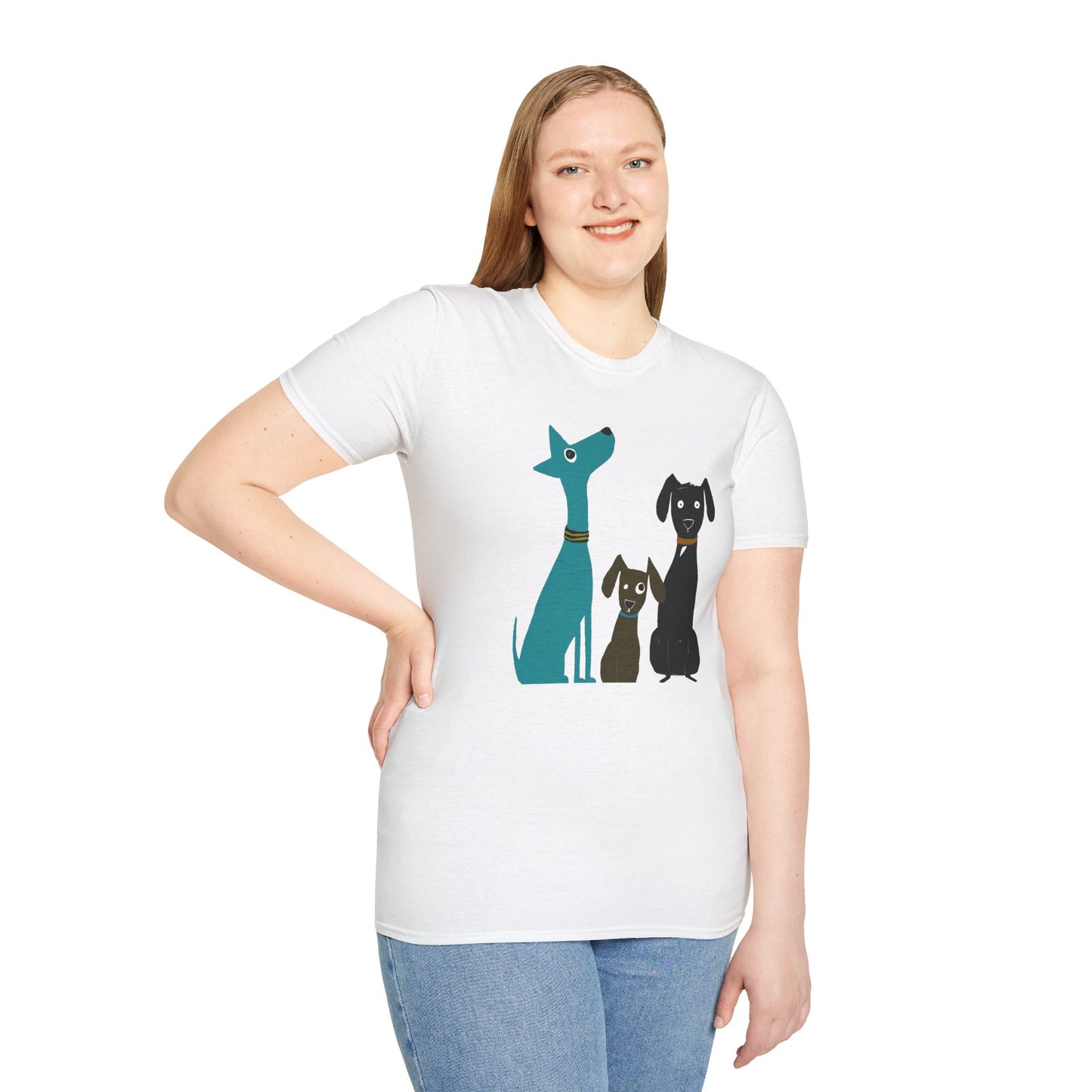 Retro Dog Trio #2 Graphic Art - 100% Cotton T-Shirt