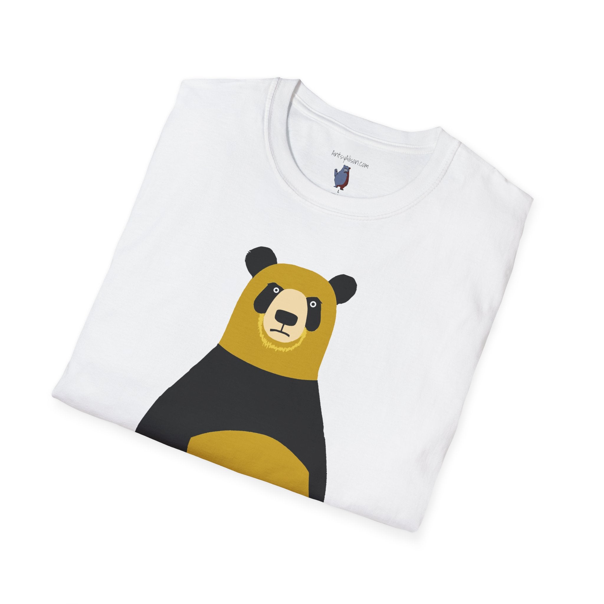 Yellow and Black Bear Number 5 Graphic Art - 100% Cotton T-Shirt