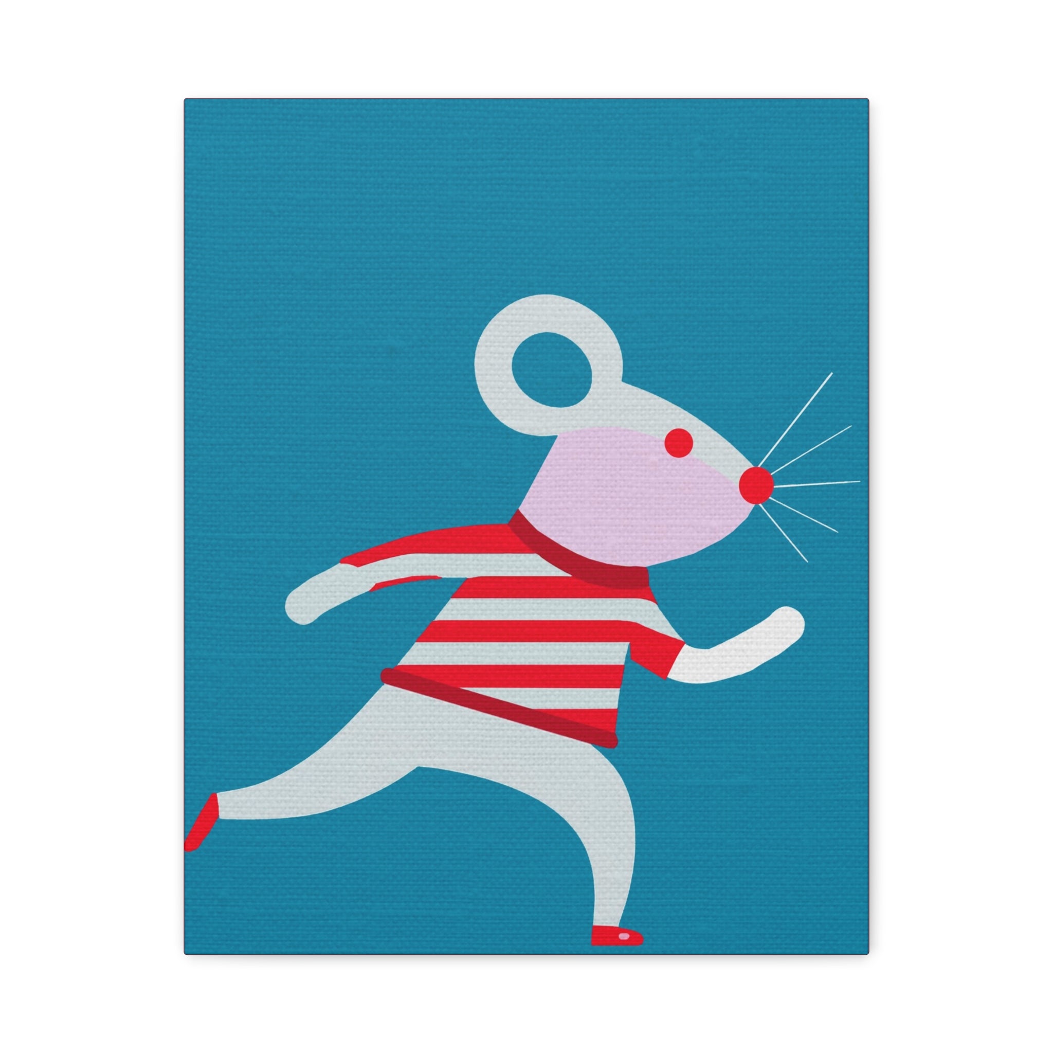 Midwest Modern Running Mouse Print - Matte Canvas, Stretched, 1.25" - nursery, wall decor, fun art, stripes, bold, kids decor