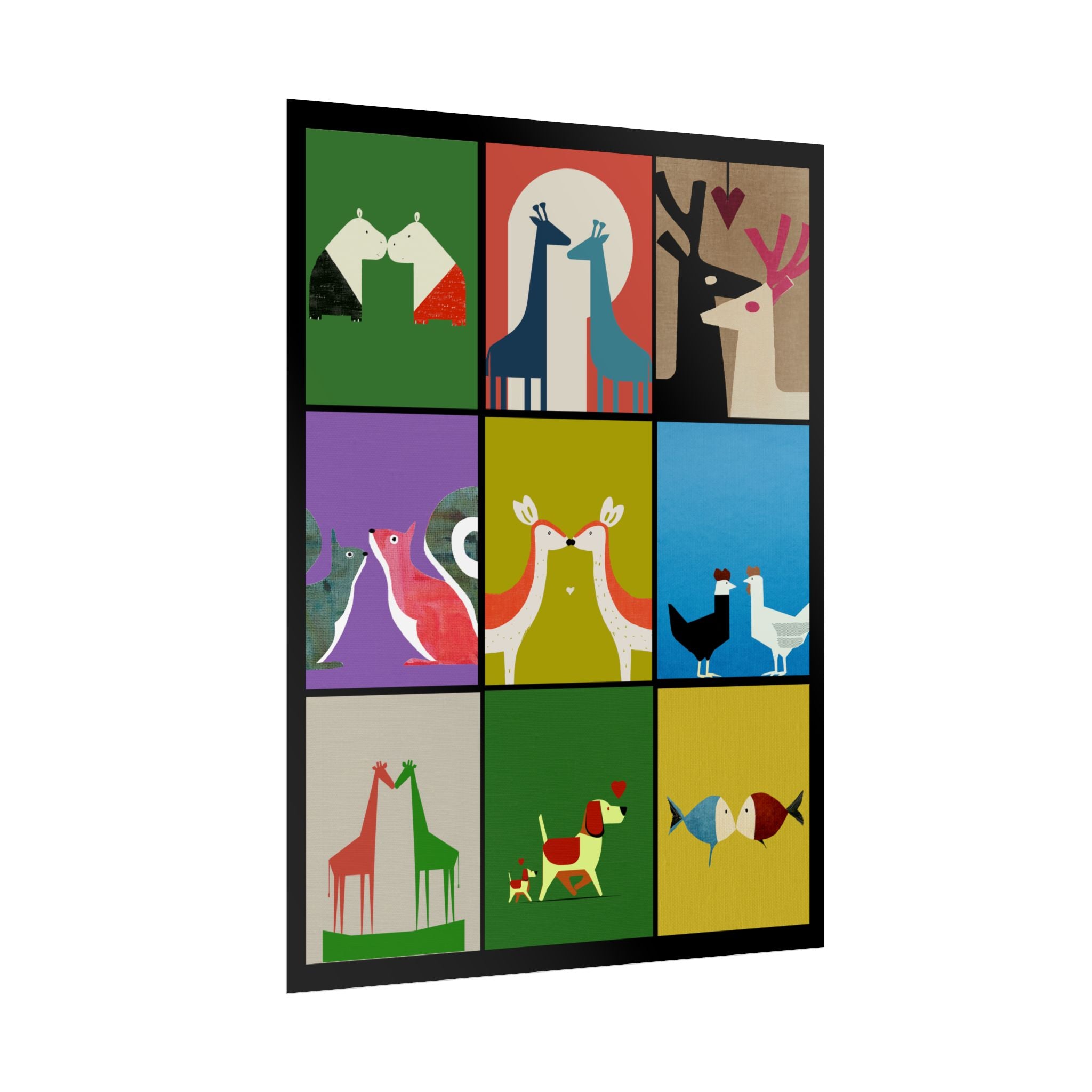Midwest Modern Animal Love, Rolled Poster -  animals, nature, love, valentines, colorful, mod