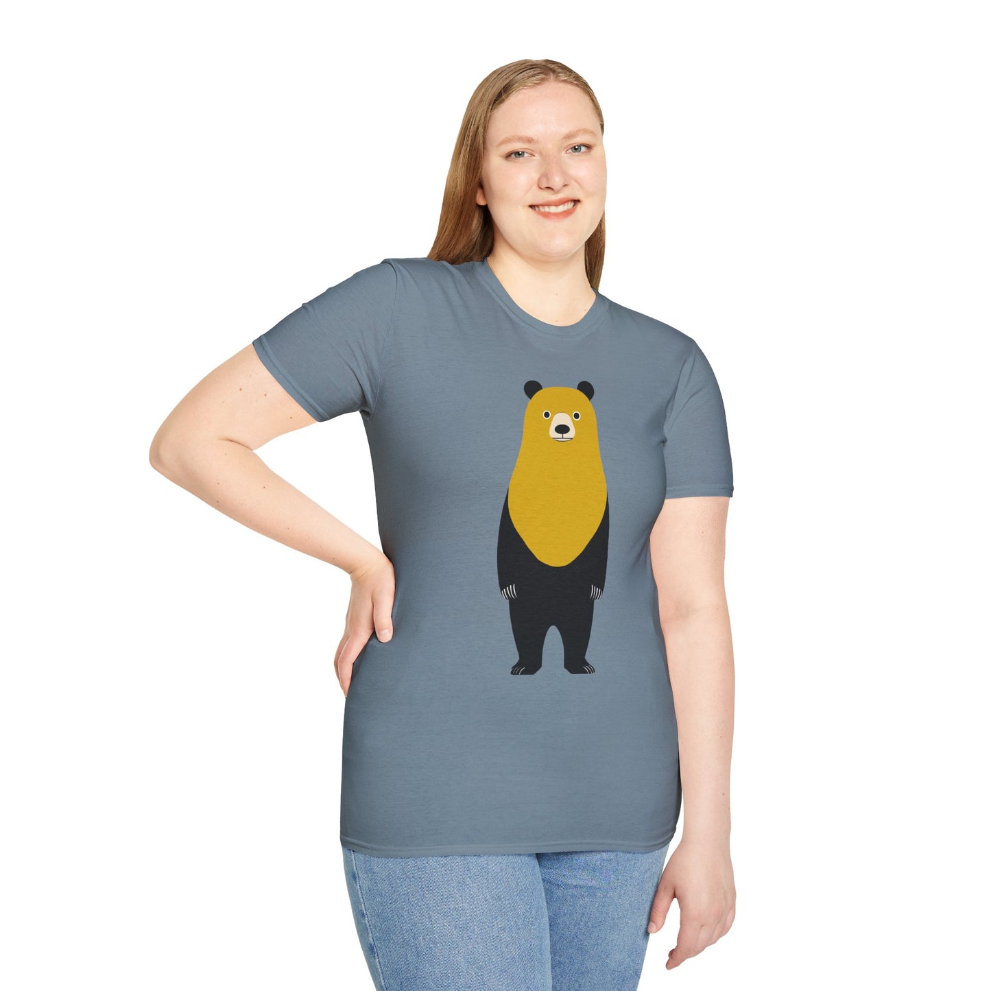 Nesting Yellow and Black Bear Graphic Art - 100% Cotton T-Shirt