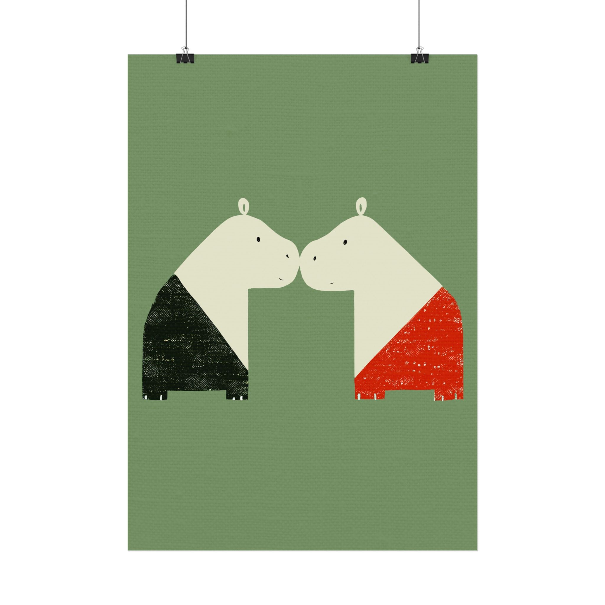 Animal Love Print Hippos Only Rolled Poster - Animals, Hippo, Valentines Day, Nature, Love