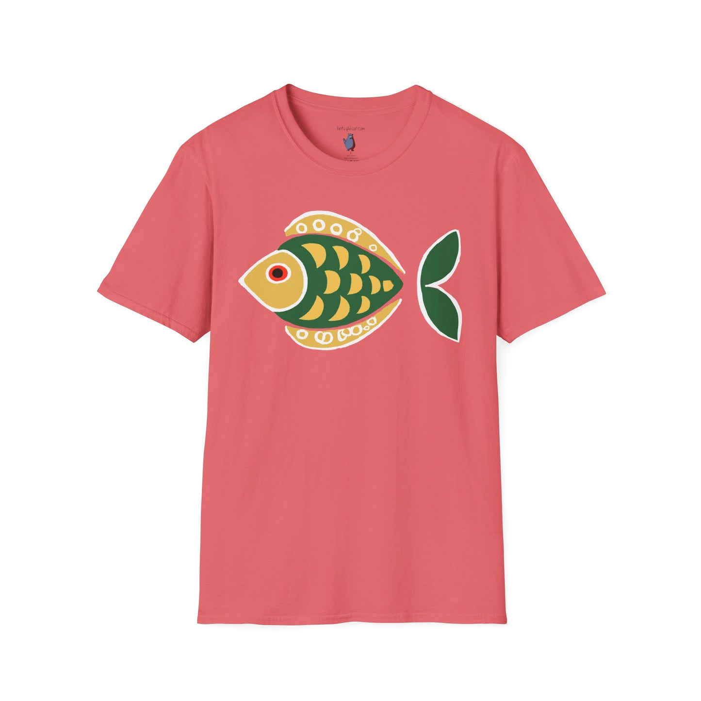 Retro Fish Graphic Art Tee - 100% Cotton T-Shirt