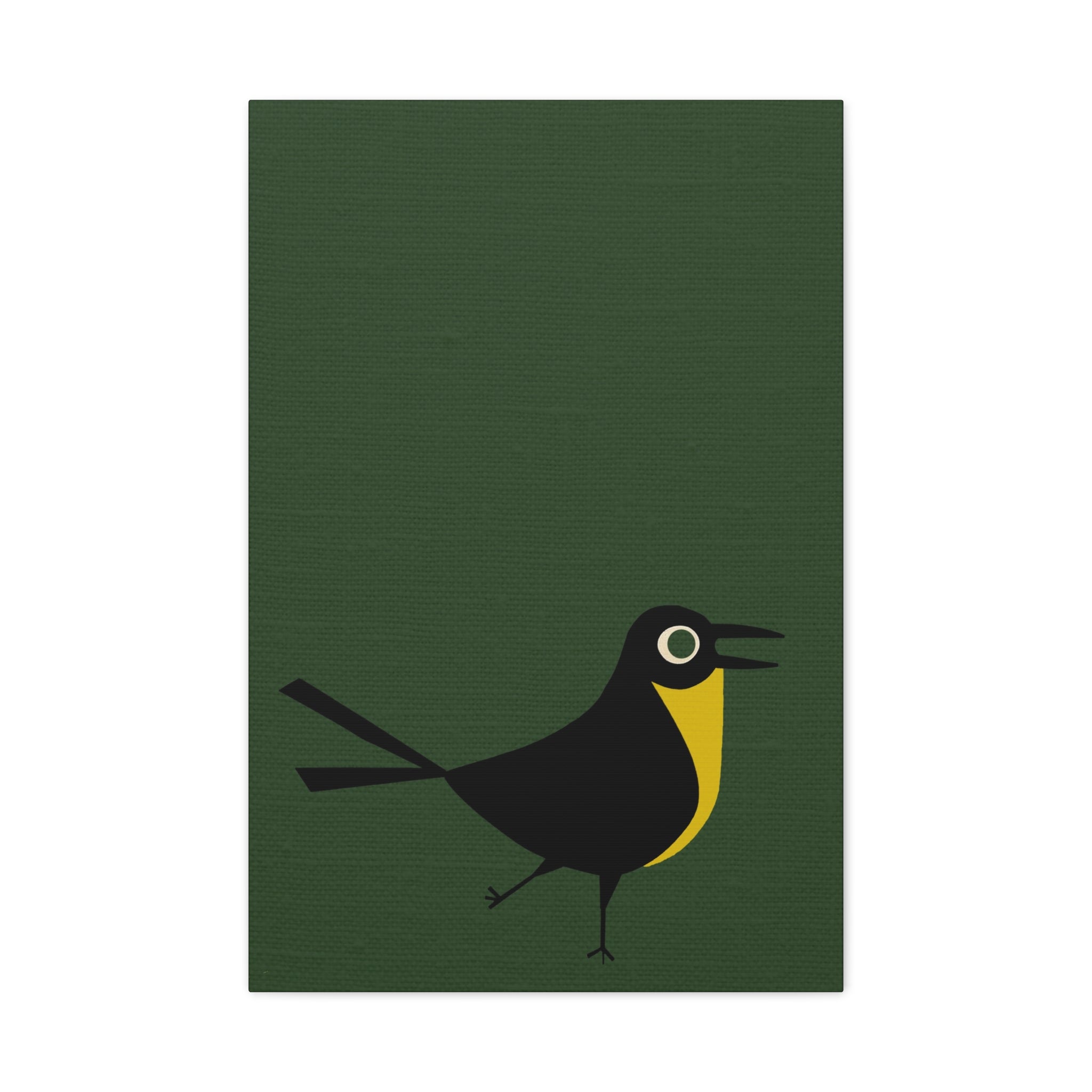 Midwest Modern Happy Bird Print - Matte Canvas, Stretched, 1.25" - wall decor, fun art, modern, simple, graphic, bird, green, happy