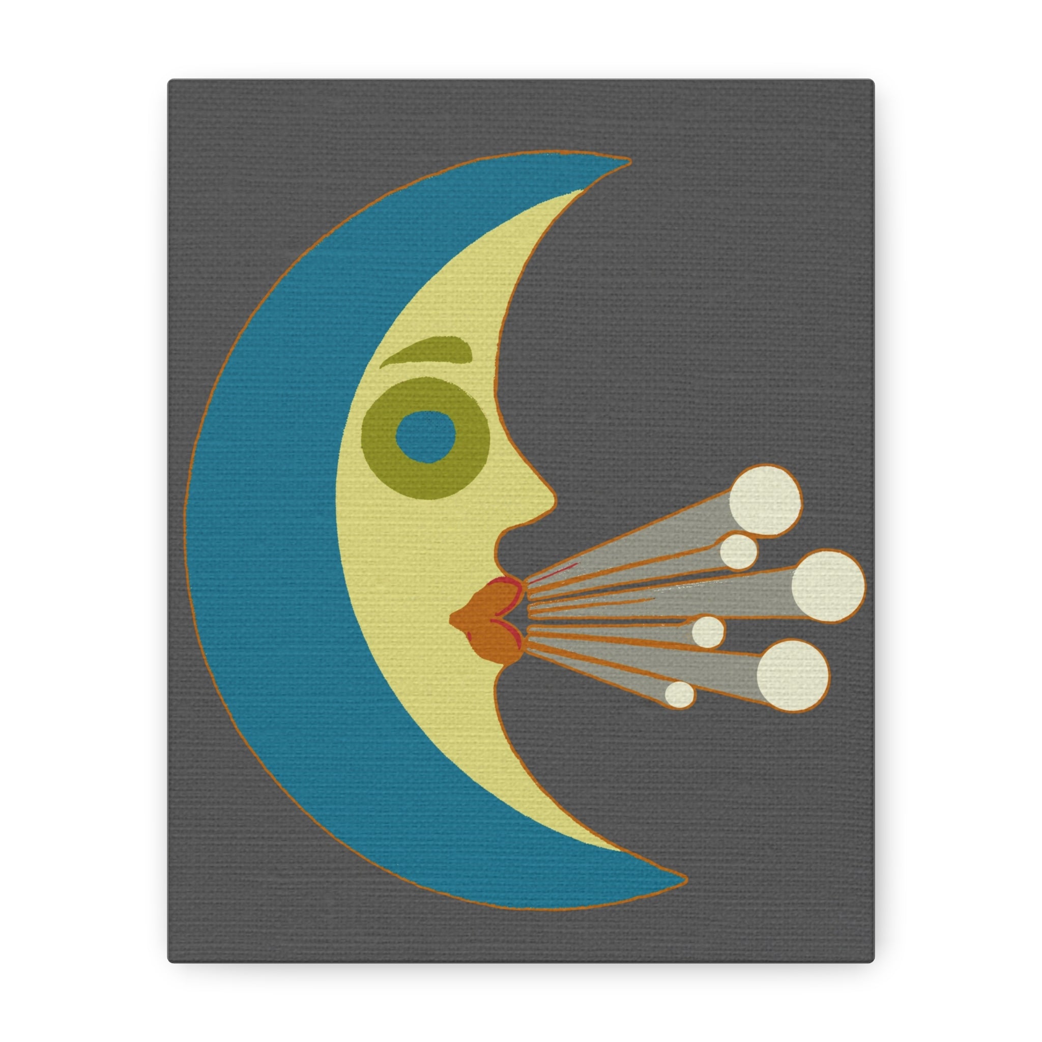 Midwest Modern Windy Crescent Moon Print - Matte Canvas, Stretched, 1.25" -  home decor, wall art, nature, moon, space, wind, weather