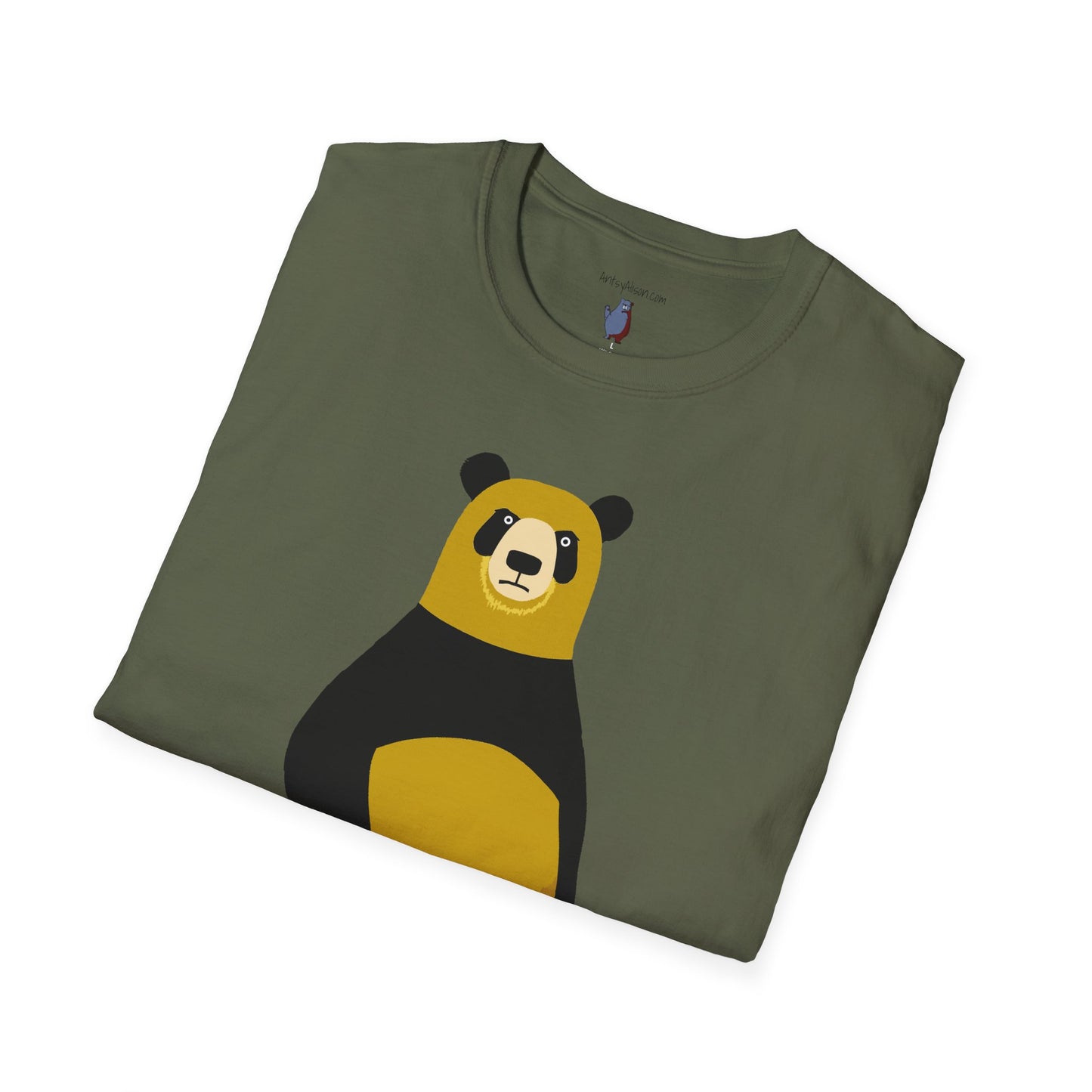 Yellow and Black Bear Number 5 Graphic Art - 100% Cotton T-Shirt