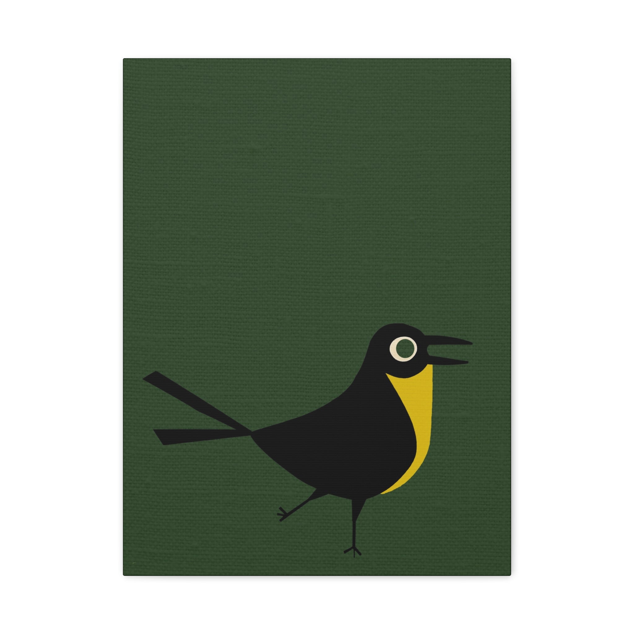 Midwest Modern Happy Bird Print - Matte Canvas, Stretched, 1.25" - wall decor, fun art, modern, simple, graphic, bird, green, happy