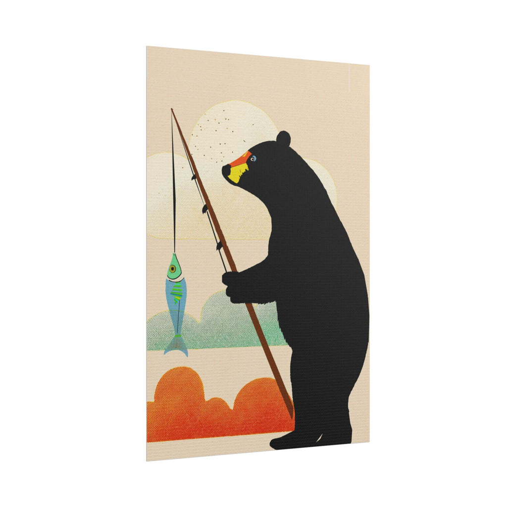 Fishing Bear with Catch Art Print Rolled Poster | Fishing, Bears