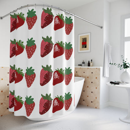 Strawberry Love Graphic Art Shower Curtain