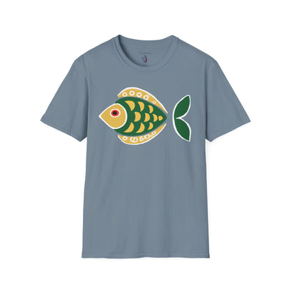 Retro Fish Graphic Art Tee - 100% Cotton T-Shirt