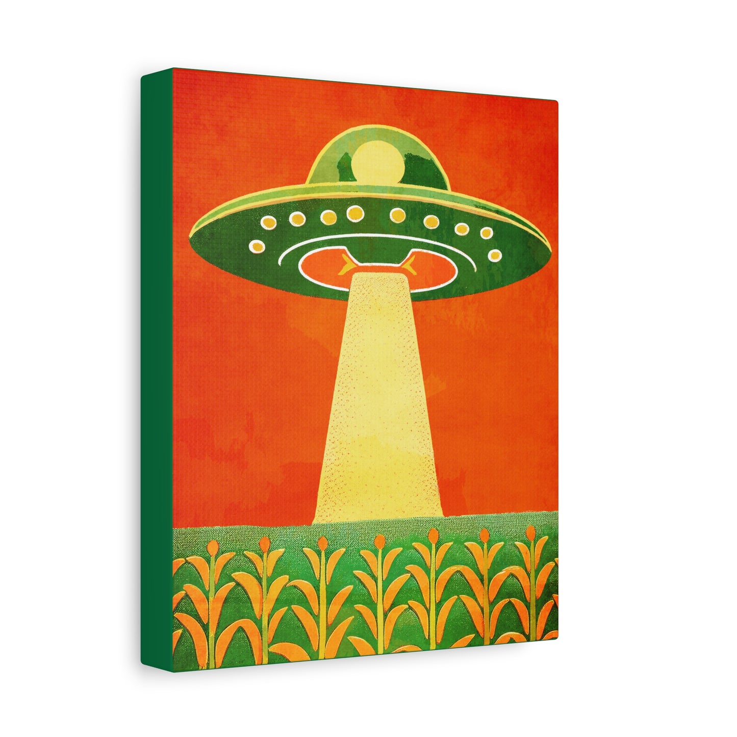 Midwest Modern UFO and Corn Art Print - Matte Canvas, Stretched, 1.25"