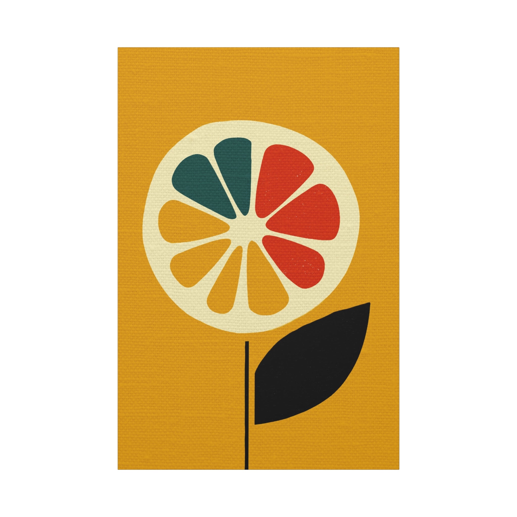 Midwest Modern Icon Pop Art Lemon Flower Print - Matte Canvas, Stretched, 1.25" - wall decor, fun art,  bold, lemons, floral