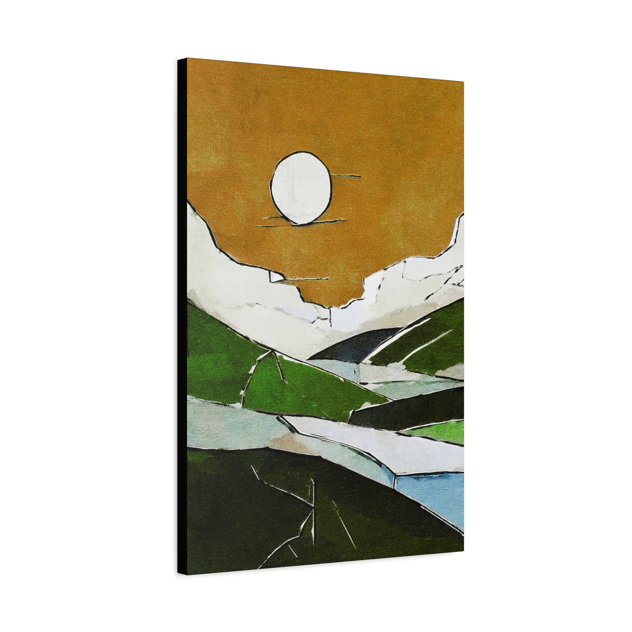 Mid Century Modern Inspired Prairie Landscape Graphic Art Print - Matte Canvas, Stretched, 1.25"