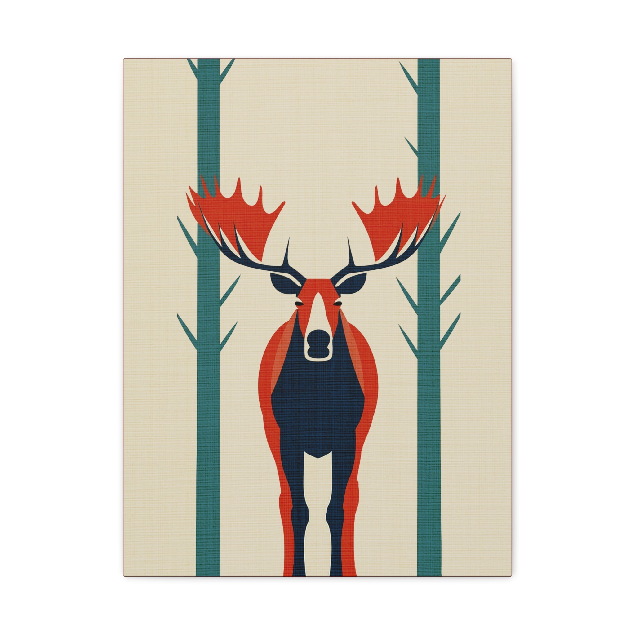 Midwest Mod Moose in Forest No. 1 Winter Print- Matte Canvas, Stretched, 1.25", holiday decor, winter, moose, forest