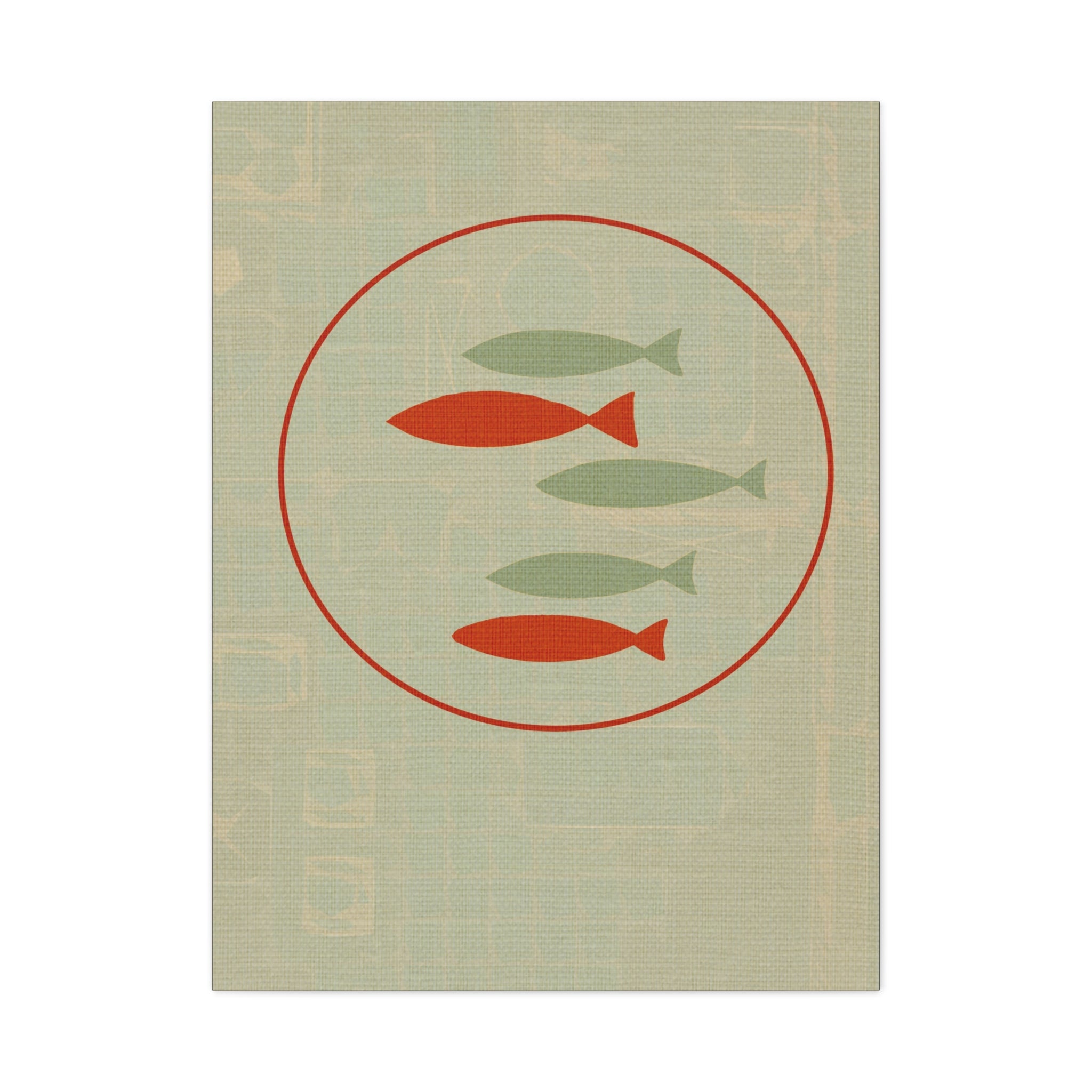 Midwest Modern Circle of Fish Print - Matte Canvas, Stretched, 1.25" -  home decor, wall art, nature, fish