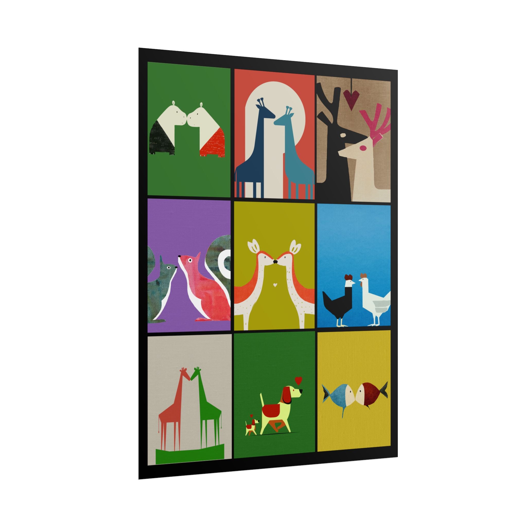 Midwest Modern Animal Love, Rolled Poster -  animals, nature, love, valentines, colorful, mod