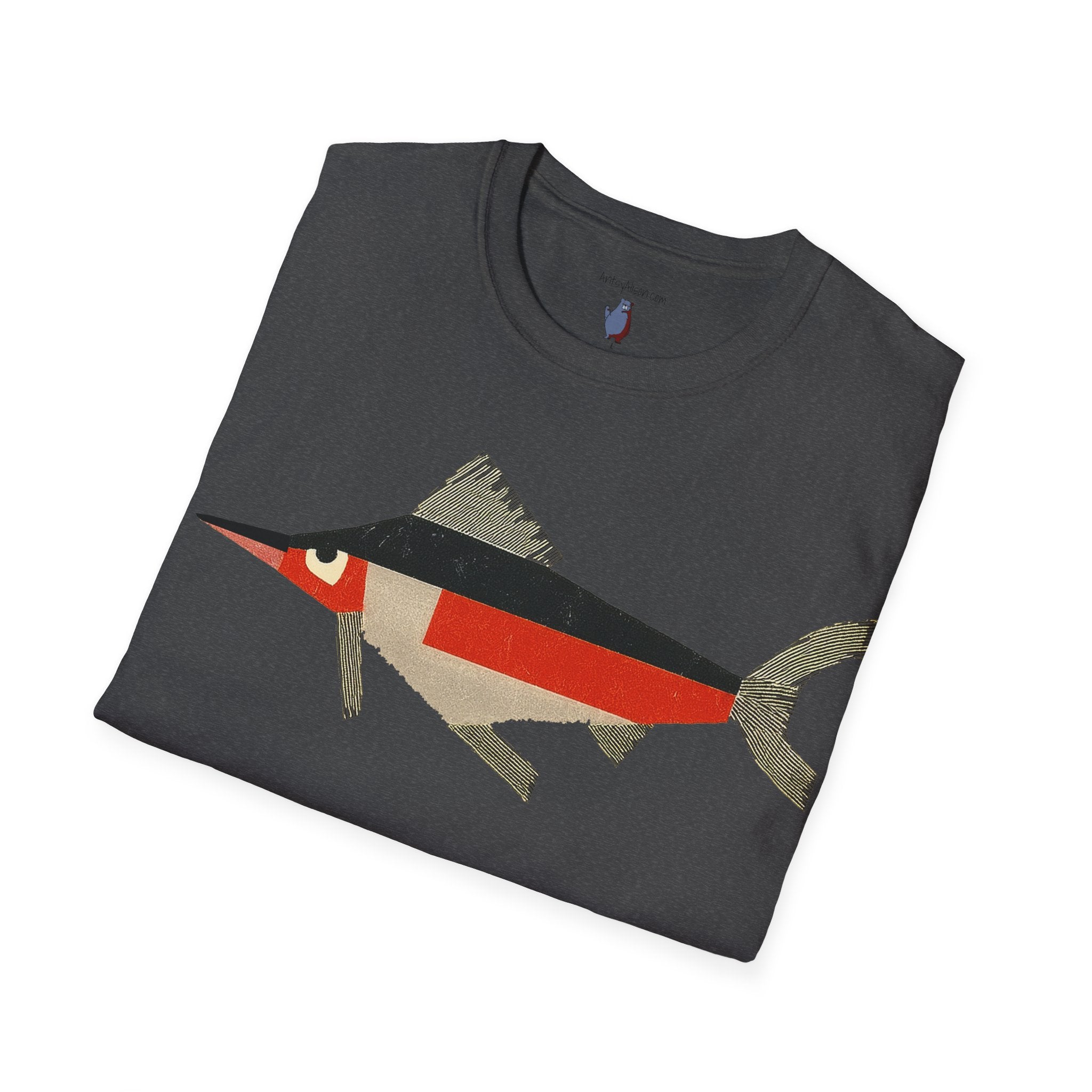 Mod Mad Swordfish Fish Graphic Art Tee - 100% Cotton T-Shirt