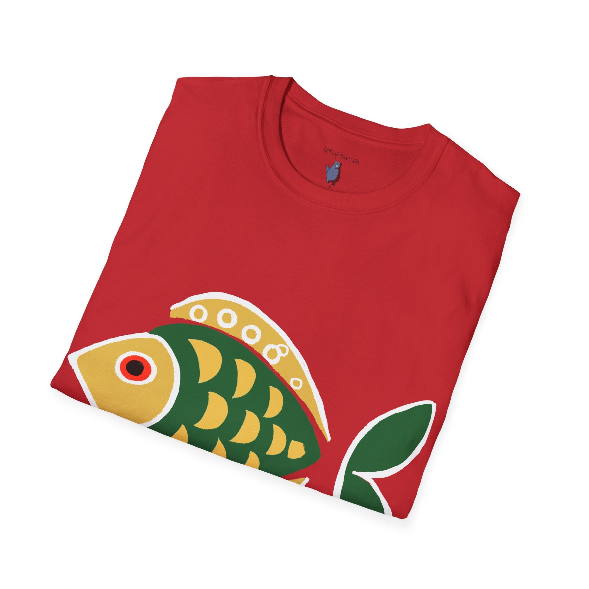 Retro Fish Graphic Art Tee - 100% Cotton T-Shirt