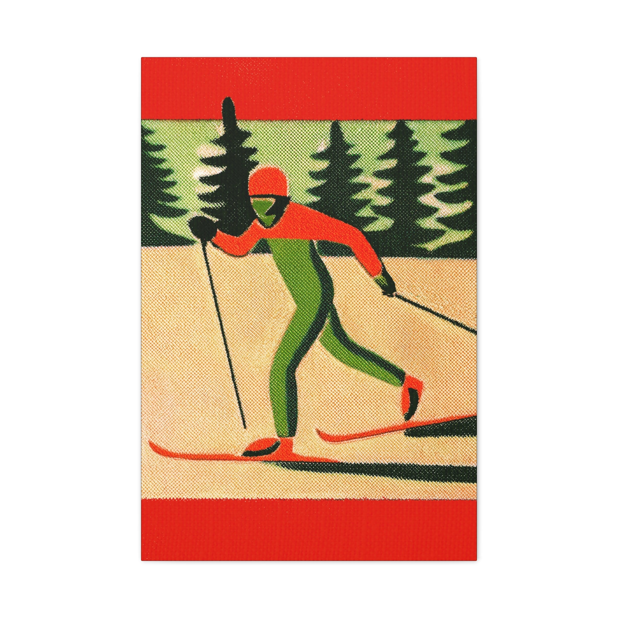 Midwest Mod Seasonal Winter Art Print Cross Country Skier - Matte Canvas, Stretched, 1.25"
