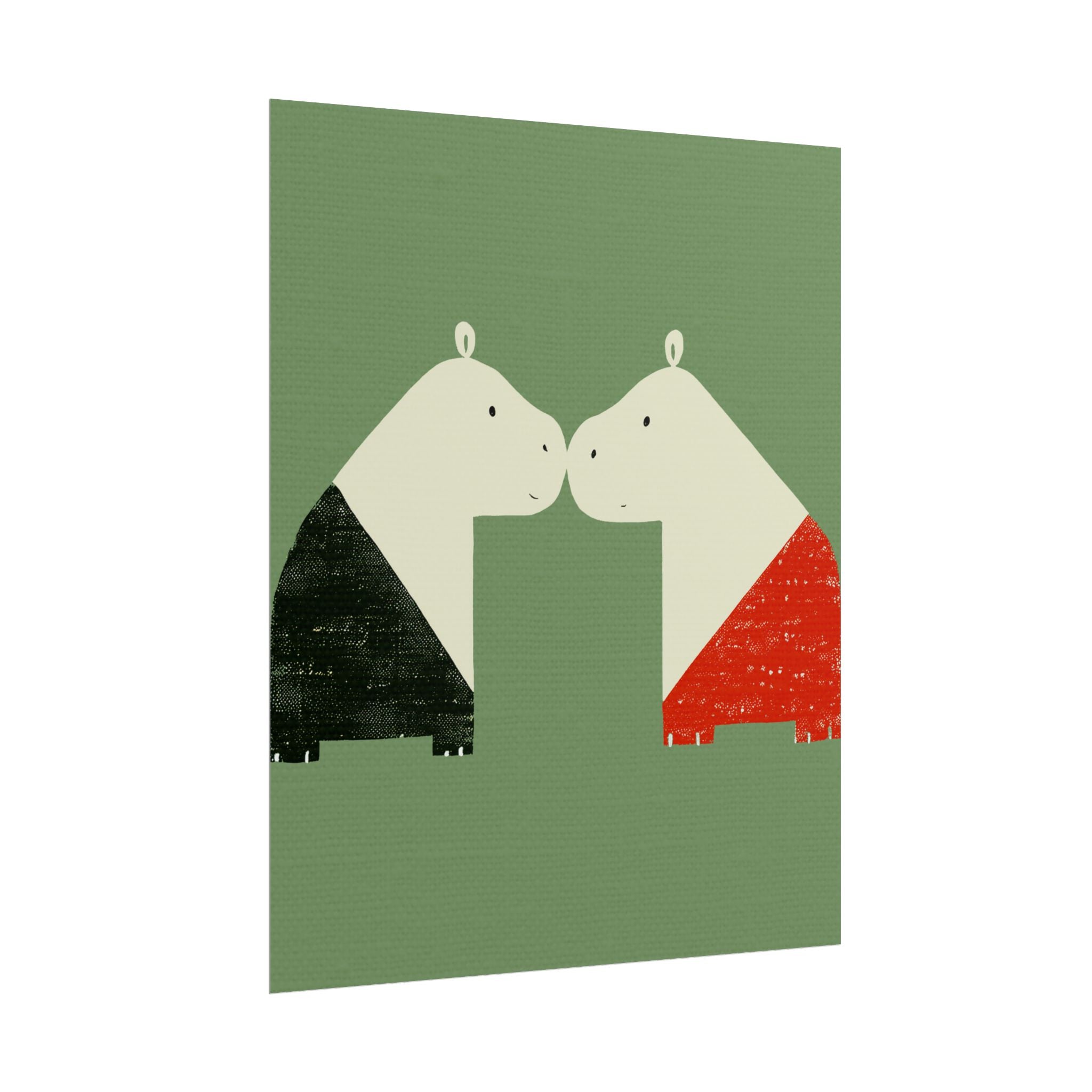 Animal Love Print Hippos Only Rolled Poster - Animals, Hippo, Valentines Day, Nature, Love