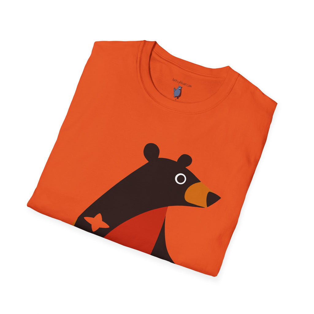 Mod Diamond Black Bear Graphic Art Tee - 100% Cotton T-Shirt