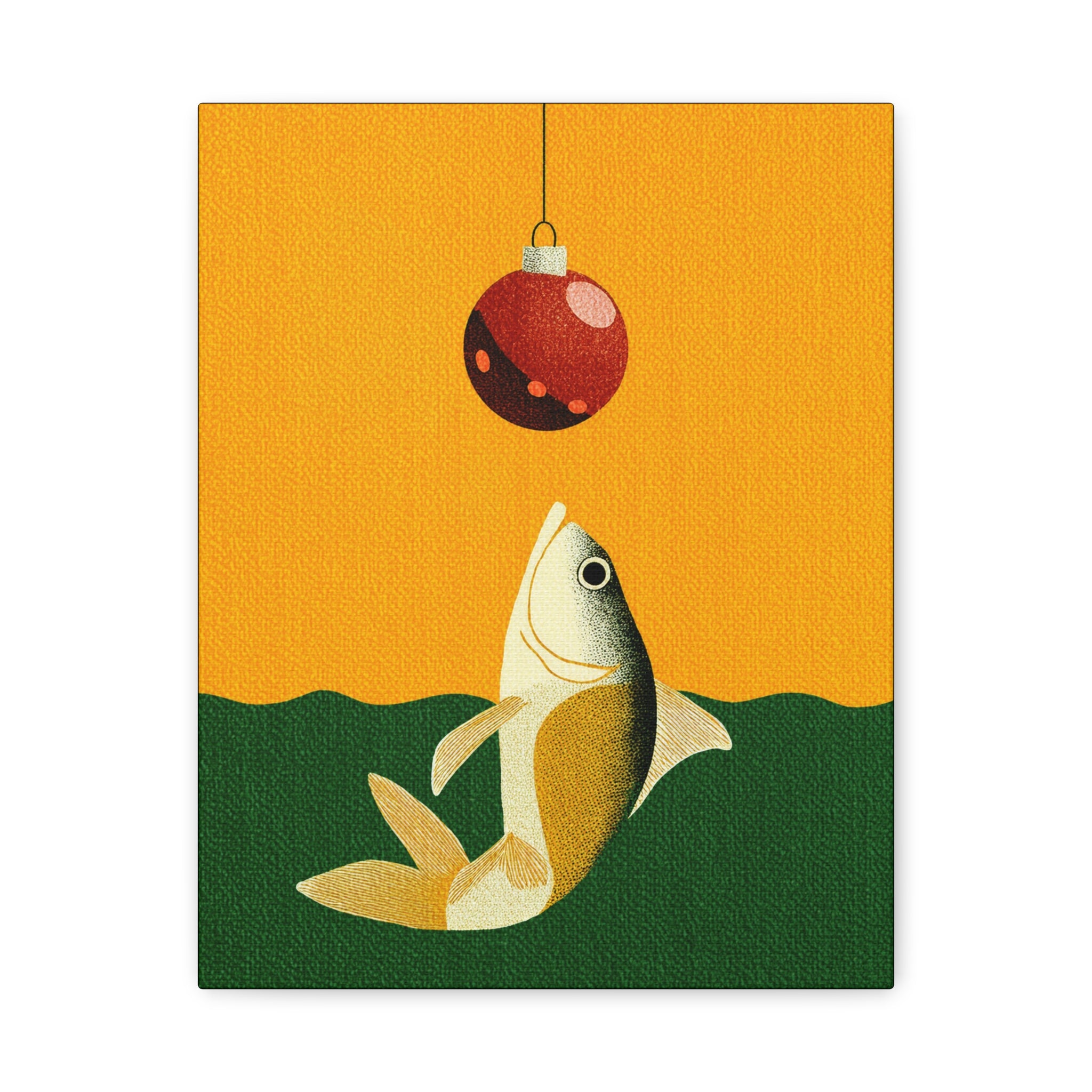 Midwest Mod Holiday Christmas Ornament Lure Fishing No. 1 Print- Matte Canvas, Stretched, 1.25", holiday decor, Christmas, fishing, lures