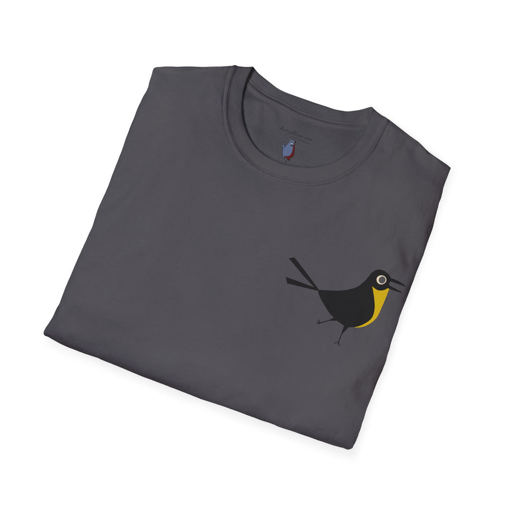 Midwest Modern Pop Icon Happy Bird - 100% Cotton Graphic Tee - animal lovers, bird, mood, happy, aviary